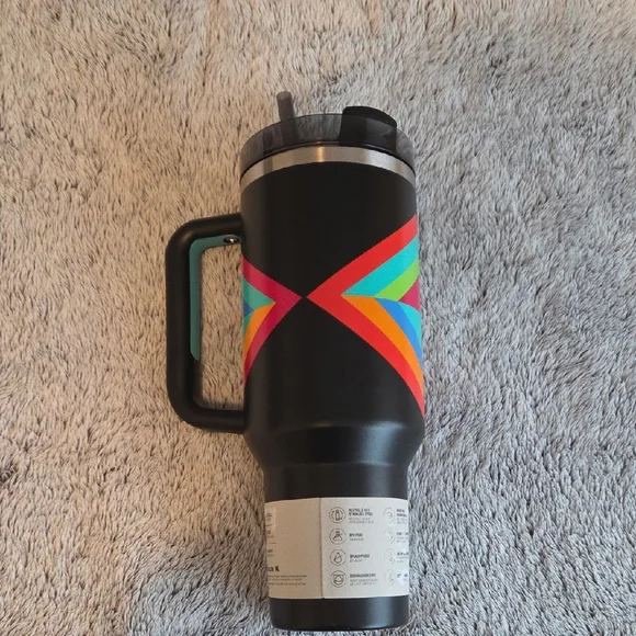 Stanley Black Tumbler with Colorful Geometric Design - Picture 5 of 5